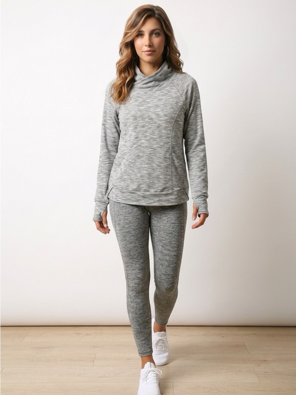 90 Degree by Reflex Mock Neck Pullover with Finger Holes